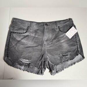 Free People Distressed Denim Shorts Gray Raw Hem Women’s Size 30
